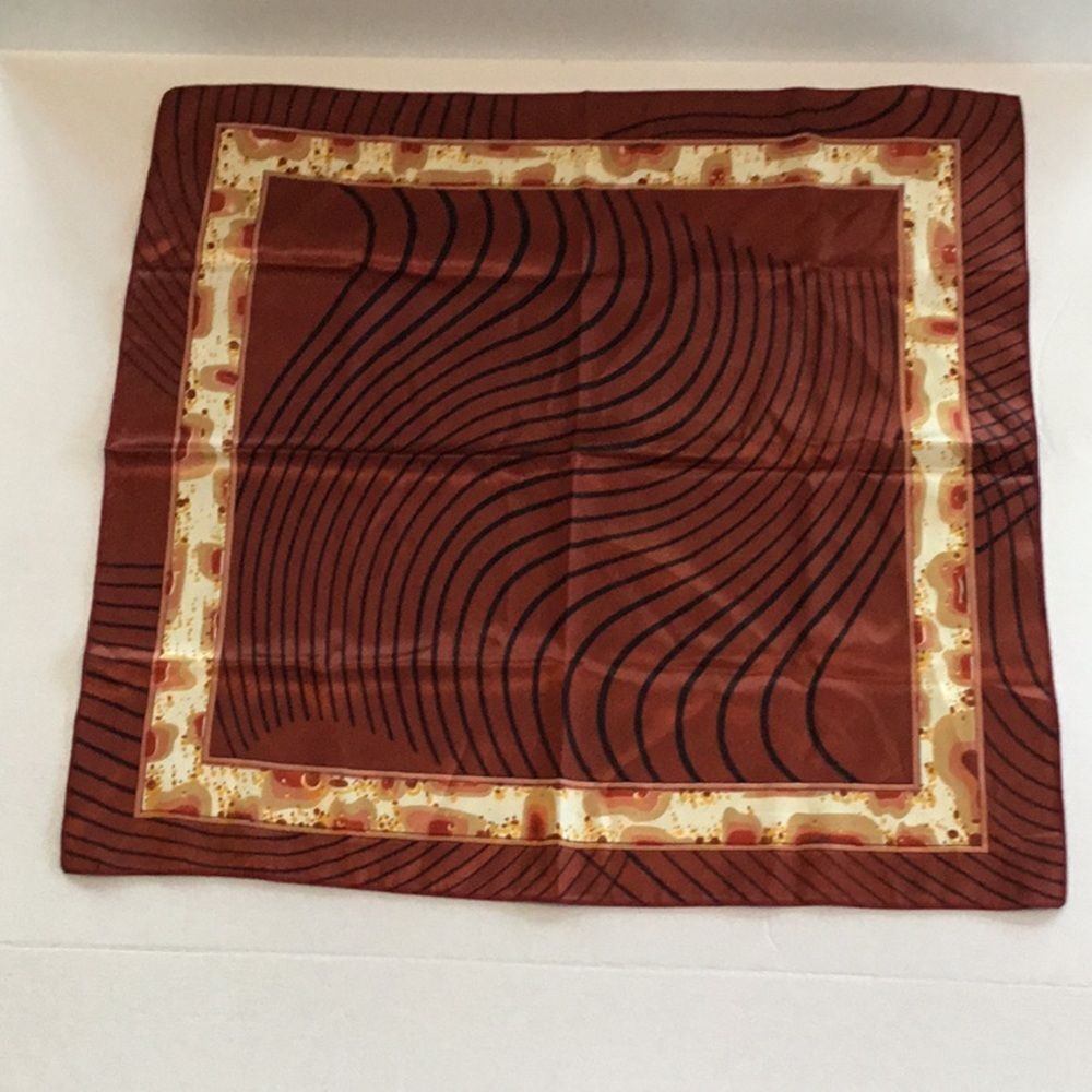 Silky Scarf Dark Orange Black‎ 20 x 20.5